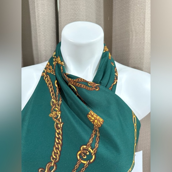 New Enfocus Studio Gold Chain design green haltered dress size 10 - Picture 5 of 9